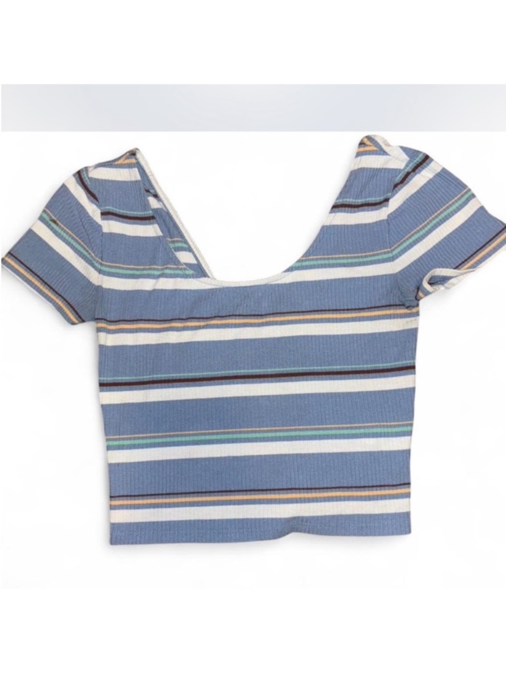 Aeropostale Blue Striped Scoop Crop Top